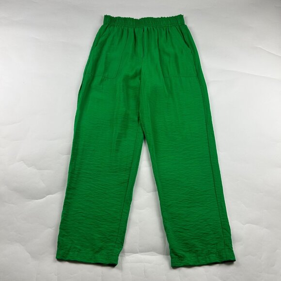 H&M Kelly Green High Rise Straight Leg Summer Pant S - Picture 1 of 6
